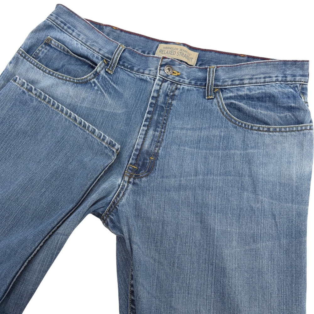 Wrangler Jeans Co Relaxed Straight Mens 38x30 Blue Denim Pants Workwear Casual